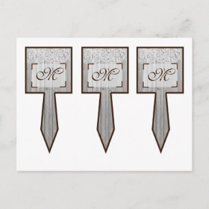 3 Cup Cake Picks Hoefijzers op Wood Lace Country Briefkaart