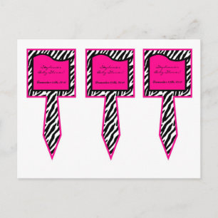 3 Cup Cake Picks Hot Pink Zebra Print Uitnodiging Briefkaart
