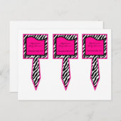 3 Cup Cake Picks Hot Pink Zebra Print Uitnodiging Briefkaart (Voorkant / Achterkant)