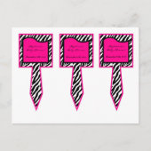 3 Cup Cake Picks Hot Pink Zebra Print Uitnodiging Briefkaart (Voorkant)