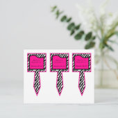 3 Cup Cake Picks Hot Pink Zebra Print Uitnodiging Briefkaart (Staand voorkant)