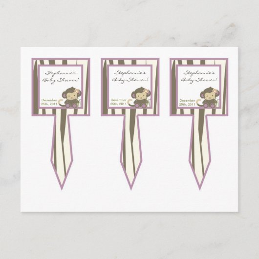 3 Cup Cake Picks Jacana Girl Oerwoud Zoo Animal Uitnodiging Briefkaart (Voorkant)