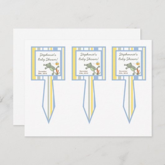 3 Cup Cake Picks Leap Frog Turtle Bee Dragonfly Uitnodiging Briefkaart (Voorkant / Achterkant)