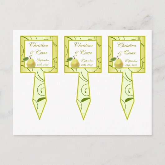 3 Cup Cake Picks Lime Groene Peer Swirls Briefkaart (Voorkant)