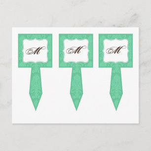 3 Cup Cake Picks Mint Gree White Damask Lace Print Briefkaart