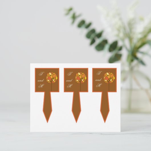 3 Cup Cake Picks Modern Autumn Tree Herfst Foliage Briefkaart (Staand voorkant)