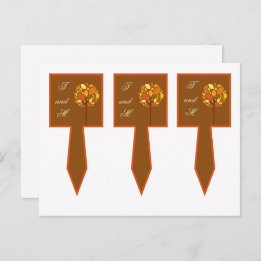 3 Cup Cake Picks Modern Autumn Tree Herfst Foliage Briefkaart (Voorkant / Achterkant)