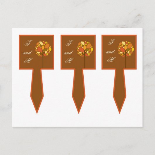 3 Cup Cake Picks Modern Autumn Tree Herfst Foliage Briefkaart (Voorkant)
