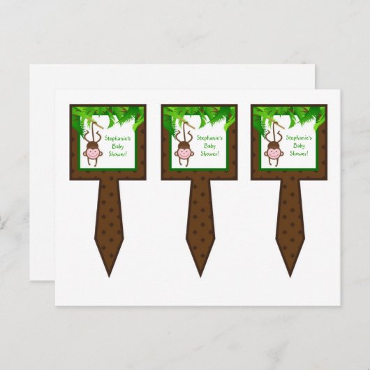 3 Cup Cake Picks Monkey Swing Oerwoud Safari Anima Uitnodiging Briefkaart (Voorkant / Achterkant)