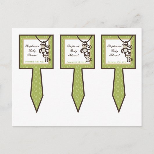 3 Cup Cake Picks Monkey Time Zoo Animal Uitnodiging Briefkaart (Voorkant)