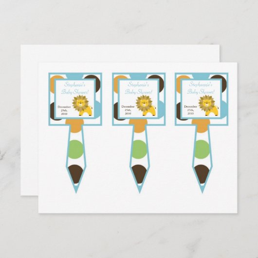 3 Cup Cake Picks Oerwoud King Lion Safari Zoo Anim Uitnodiging Briefkaart (Voorkant / Achterkant)