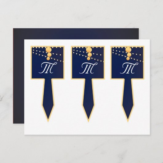 3 Cup Cake Picks Papieren Lantaarns op Blauw Chine Briefkaart (Voorkant / Achterkant)