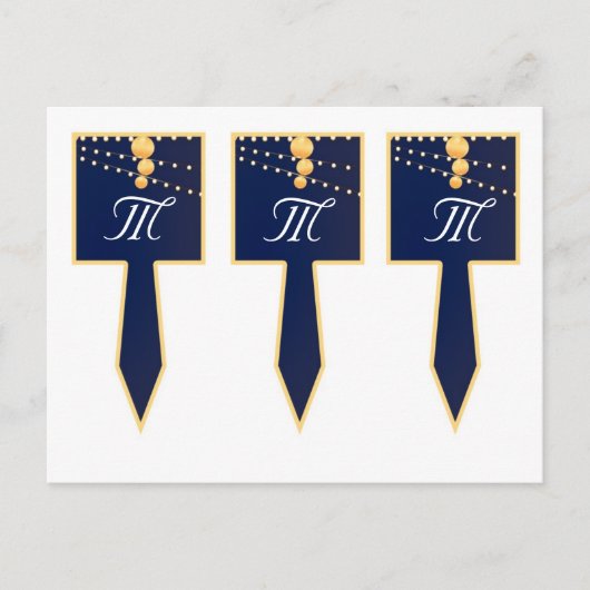 3 Cup Cake Picks Papieren Lantaarns op Blauw Chine Briefkaart (Voorkant)