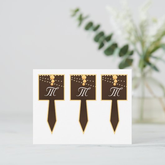 3 Cup Cake Picks Papieren Lantaarns op Bruin Chine Briefkaart (Staand voorkant)