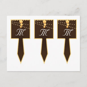 3 Cup Cake Picks Papieren Lantaarns op Bruin Chine Briefkaart