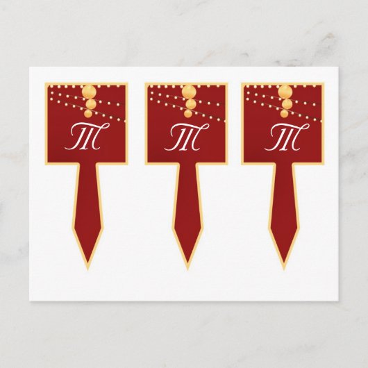 3 Cup Cake Picks Papieren Lantaarns op Rood Chinee Briefkaart (Voorkant)