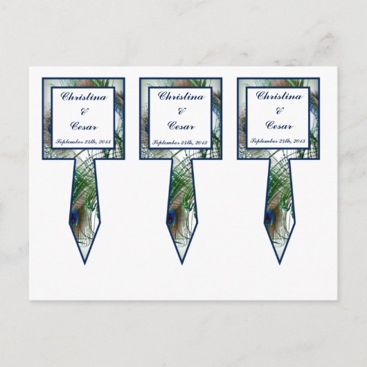 3 Cup Cake Picks Peacock Feathers Blauw/Groen Briefkaart (Voorkant)