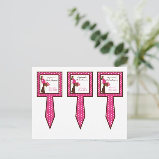3 Cup Cake Picks Pink Mod Mom Polka Dots Uitnodiging Briefkaart (Staand voorkant)