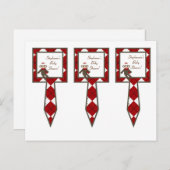 3 Cup Cake Picks Red Sock Monkey Argyle Uitnodiging Briefkaart (Voorkant / Achterkant)