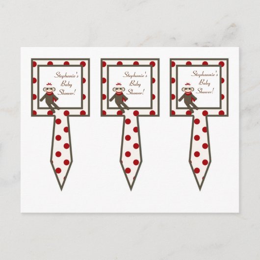 3 Cup Cake Picks Red Sock Monkey Uitnodiging Briefkaart (Voorkant)