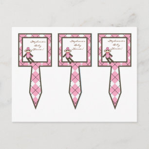 3 Cup Cake Picks Roze Argyle Sock Aap Uitnodiging Briefkaart