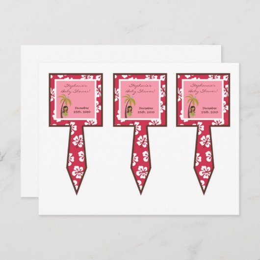3 Cup Cake Picks Roze Hawaiiaanse Luau Tropical Uitnodiging Briefkaart (Voorkant / Achterkant)
