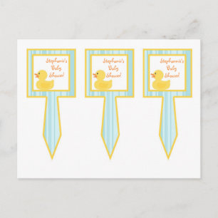 3 Cup Cake Picks Rubber Ducky Bubbles Uitnodiging Briefkaart