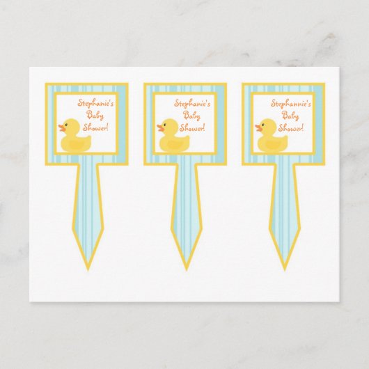 3 Cup Cake Picks Rubber Ducky Bubbles Uitnodiging Briefkaart (Voorkant)