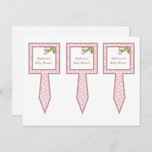 3 Cup Cake Picks Safari Oerwoud Giraffe Roze Uitnodiging Briefkaart (Voorkant / Achterkant)