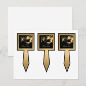 3 Cup Cake Picks Sweet 16 Gold Black Party Uitnodiging Briefkaart (Voorkant / Achterkant)