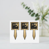 3 Cup Cake Picks Sweet 16 Gold Black Party Uitnodiging Briefkaart (Staand voorkant)