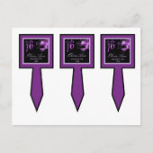 3 Cup Cake Picks Sweet 16 Paarse Lila Zwarte Parti Uitnodiging Briefkaart (Voorkant)