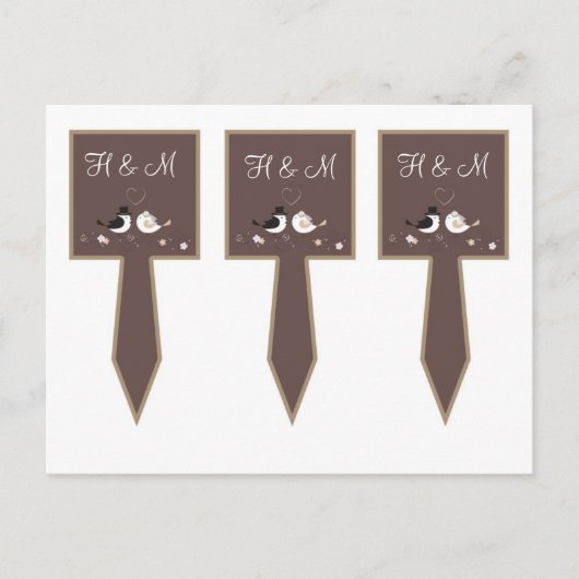 3 Cup Cake Picks Trouwvogels Bruid Bruidegom Liefd Briefkaart (Voorkant)