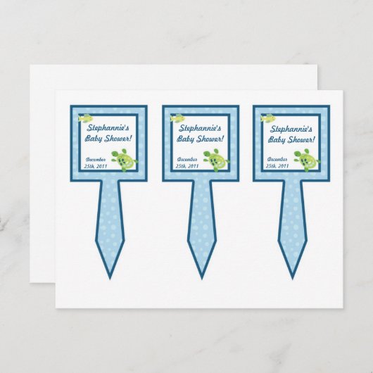 3 Cup Cake Picks Turtle Reef Ocean Zee Turtle Uitnodiging Briefkaart (Voorkant / Achterkant)