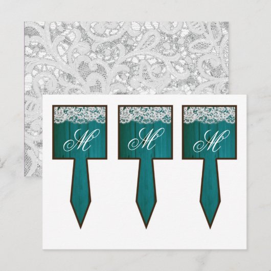 3 Cup Cake Picks Verspreid Blauwgroen houten kant Briefkaart (Voorkant / Achterkant)