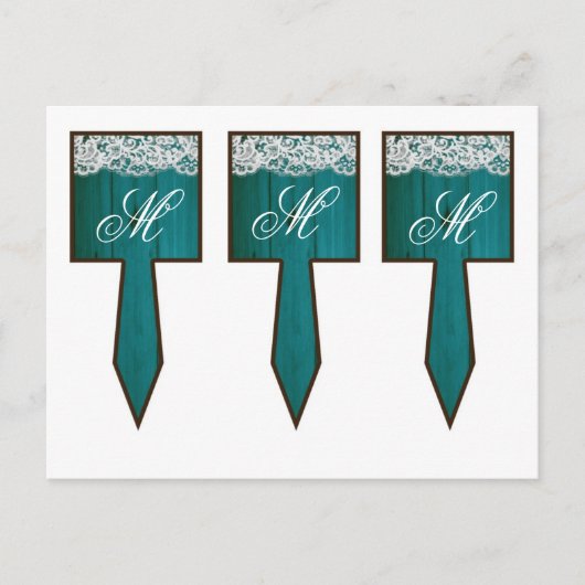 3 Cup Cake Picks Verspreid Blauwgroen houten kant Briefkaart (Voorkant)