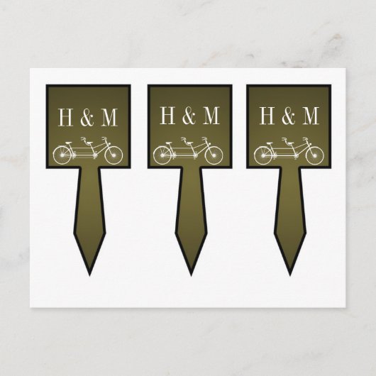 3 Cup Cake Picks Whimsical Brown Dubbele Fiets Briefkaart (Voorkant)