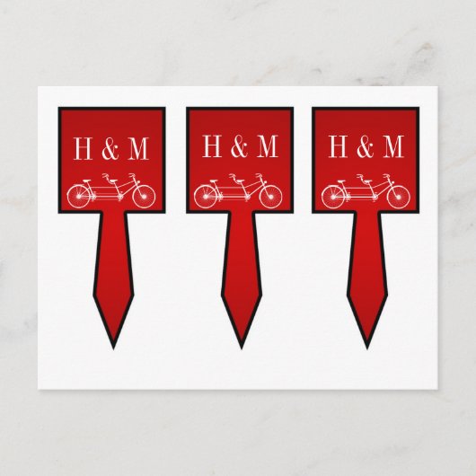 3 Cup Cake Picks Whimsical Crimson Red Double Bike Briefkaart (Voorkant)