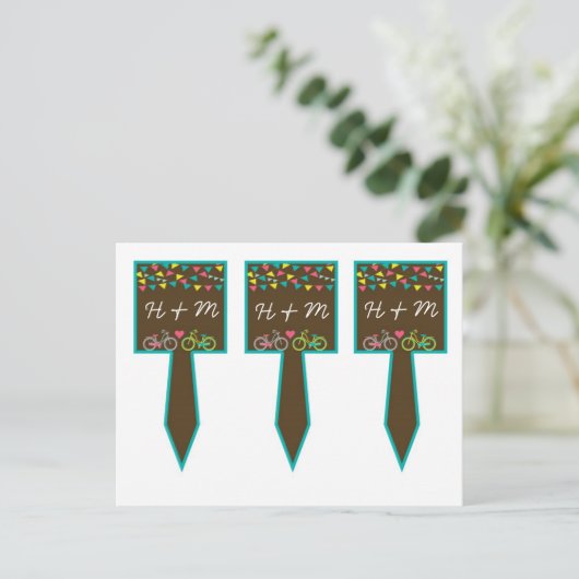 3 Cup Cake Picks Whimsical Love Lovers Fietsen Briefkaart (Staand voorkant)