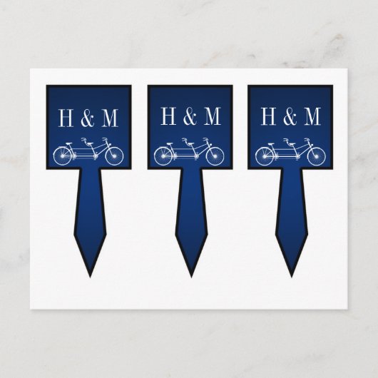 3 Cup Cake Picks Whimsical Navy Blue Double Bike Briefkaart (Voorkant)