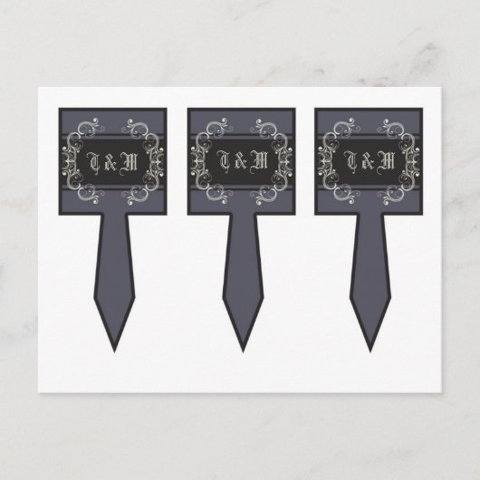 3 Cup Cake Picks Zwart Stropdas Affair filigraan S Briefkaart (Voorkant)