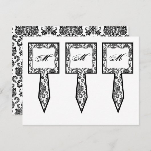 3 Cup Cake Picks Zwart Wit Damask Lace Print Pat Briefkaart (Voorkant / Achterkant)