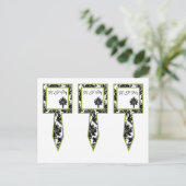 3-Cup Cakker Picks Black Green Damask Lace Print Briefkaart (Staand voorkant)