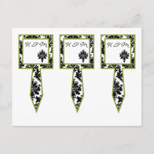3-Cup Cakker Picks Black Green Damask Lace Print Briefkaart