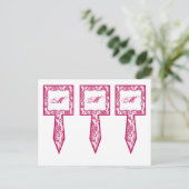 3-Cup Cakker Picks Fusia White Damask Lace Print P Briefkaart (Staand voorkant)