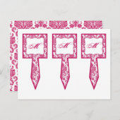 3-Cup Cakker Picks Fusia White Damask Lace Print P Briefkaart (Voorkant / Achterkant)