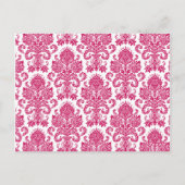 3-Cup Cakker Picks Fusia White Damask Lace Print P Briefkaart (Achterkant)