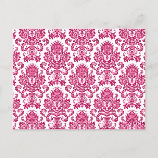 3-Cup Cakker Picks Fusia White Damask Lace Print P Briefkaart (Achterkant)