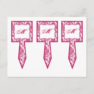 3-Cup Cakker Picks Fusia White Damask Lace Print P Briefkaart