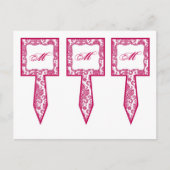 3-Cup Cakker Picks Fusia White Damask Lace Print P Briefkaart (Voorkant)